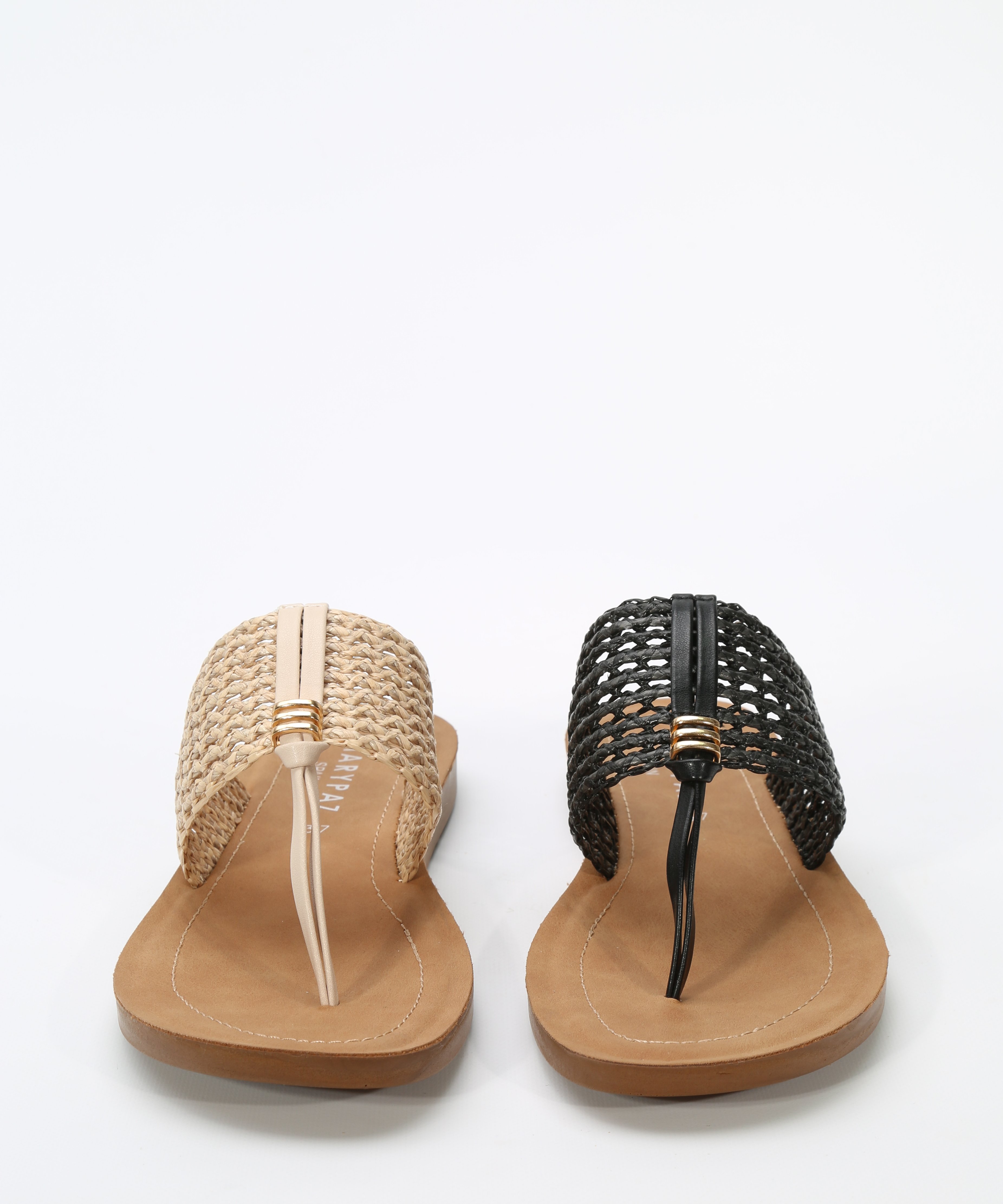 Sandalias planas rejilla rafia image number null